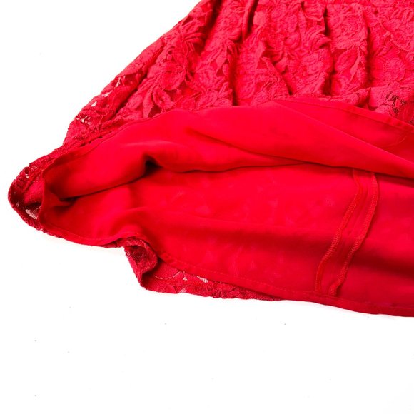 anthropologie red lace fit & flare dress w/short sleeves size medium - Picture 8 of 9